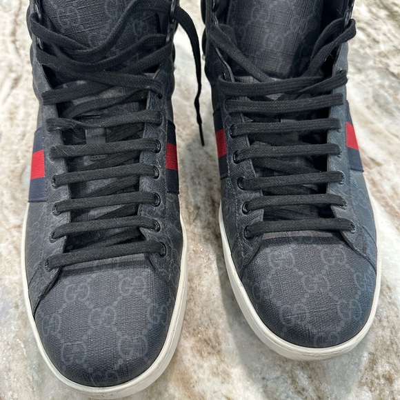 Authentic Gucci mens canvas GG high sneakers. Excellent condition. size 11.5. - Picture 3 of 14